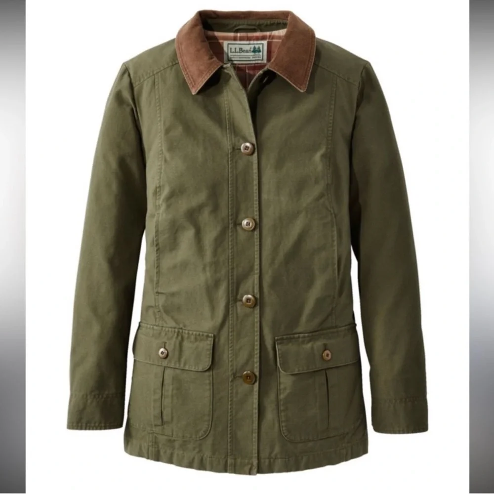 Vintage L.L. Bean Barn Jacket Olive & Brown Size 3X Corduroy, Flannel Lined - Picture 1 of 9